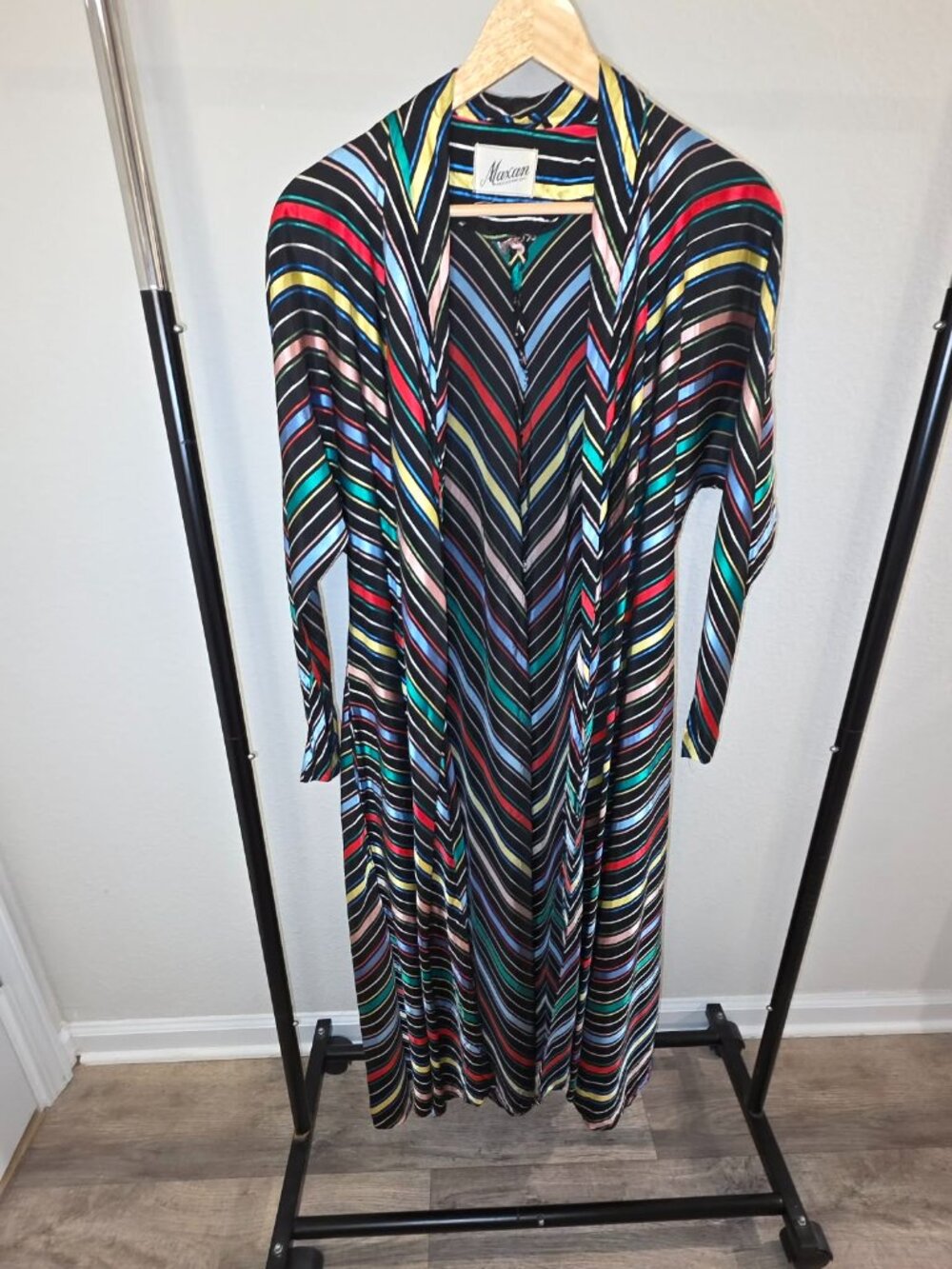 Vintage Maxan Kimono Jacket One Size Multicolor Ribbon Stripe - 1940s